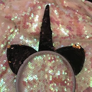 Black sequin sparkly unicorn headband costume os